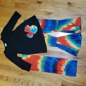 Minnie Mouse Tie Dye outfit shirt/bellbottoms/ scarf size 4/5